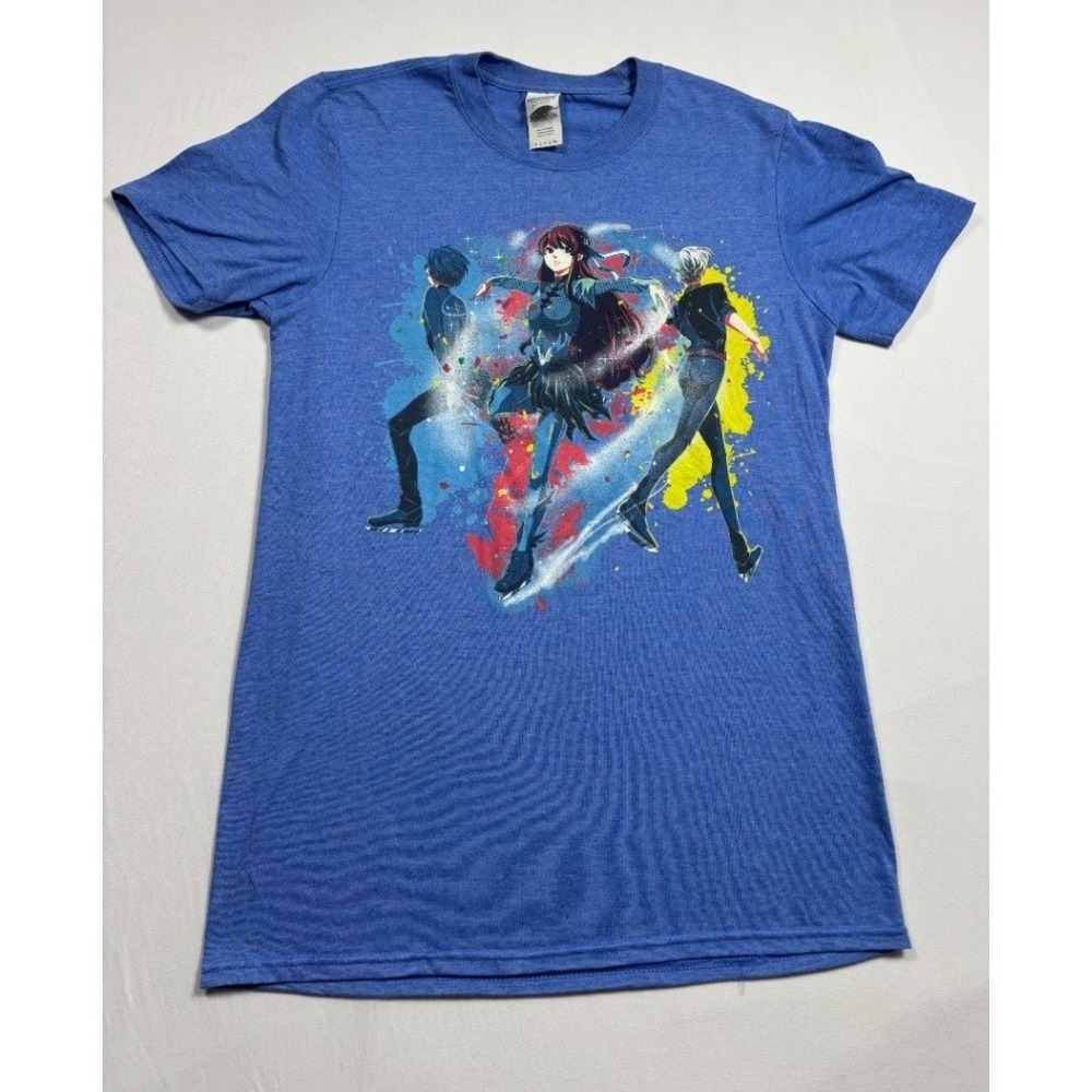 Gildan Yuri!!! on Ice Anime Graphic T Shirt Blue Softstyle Small Skater Tee